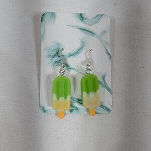 Neon Green Ice Cream Cone Earrings